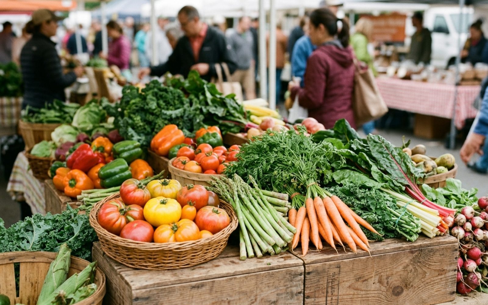 Légumes de saison sur un étal de marché