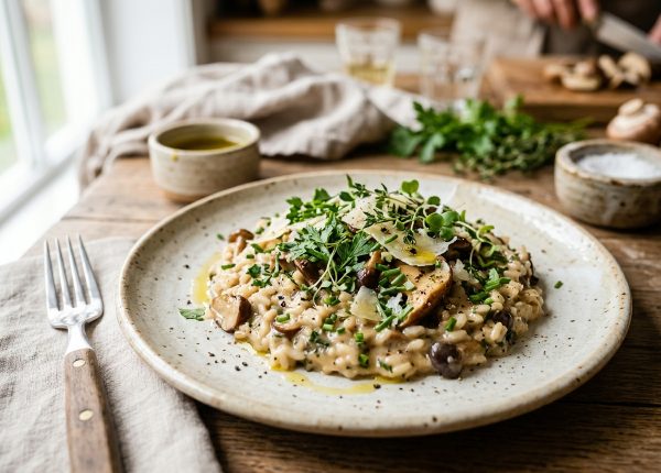 Assiette de risotto aux herbes